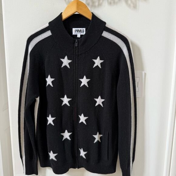 PRVLDG Threads of Privilege Full Zip Cashmere Star Print Cardigan Jacket XL - Picture 12 of 15